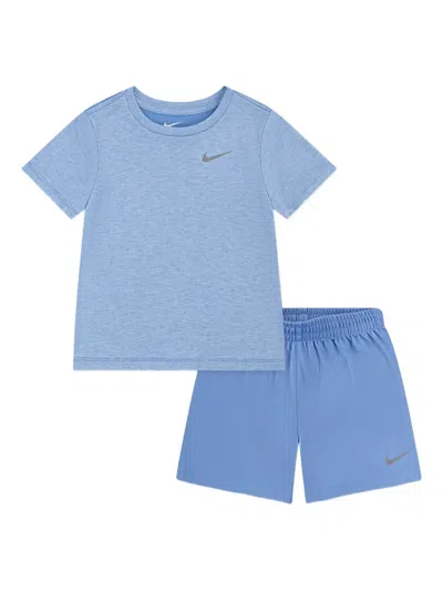 Nike Kids' Dri-fit Logo-detail Shorts Set In Blue