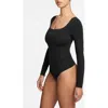 Nike Dri-fit Long Sleeve Bodysuit In Black