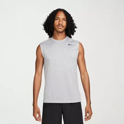 Nike Dri-fit Mens Crew Neck Sleeveless Muscle T-shirt In Gray