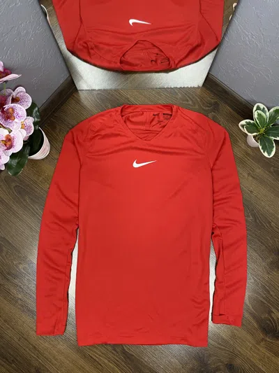 Pre-owned Nike Dri Fit Mens Long Sleeve T-shirt In Red