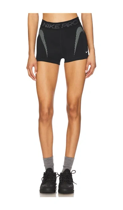 Nike Dri-fit Mid Rise Graphic Biker Shorts In Black  Cool Grey  & White