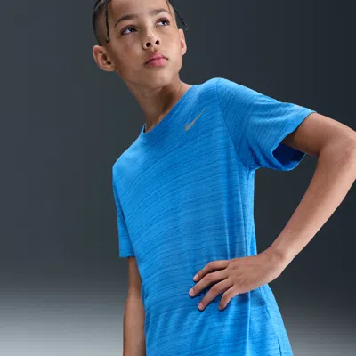 Nike Dri-fit Miler Big Kids' (boys') Training Top In Blue