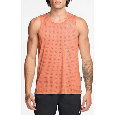 Nike Dri-fit Miler Breathe Running Tank In Orange