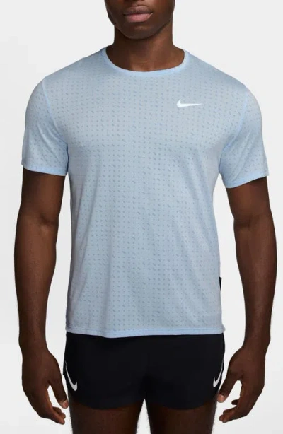 Nike Dri-fit Miler Breathe Short Sleeve Running T-shirt In Blue