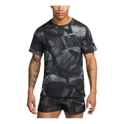 Nike Dri-fit Miler Camouflage Running T-shirt 'black Grey'