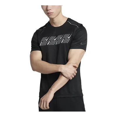 Nike Dri-fit Miler Short Sleeve Running Top 'black'