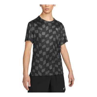 Nike Dri-fit Miler Short-sleeve Running Top 'black' In Gray