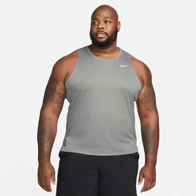 Nike Dri-fit Miler Tank Top Men's Gray Round Neck Pullover Running Fts968