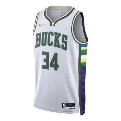 Nike Dri-fit Nba Basketball Sports Milwaukee Bucks Giannis No.34 Vest 'white'