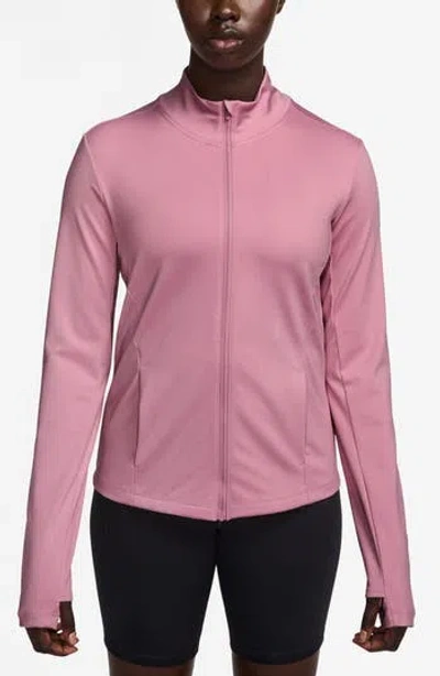 Nike Dri-fit One Full Zip Mid Layer In Elemental Pink/black