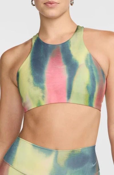 Nike Dri-fit One High Neck Sports Bra In Aster Pink/multi Jcg