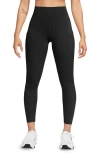 Nike Women's One High-waisted 7/8 Leggings With Pockets In Black/black