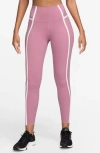 Nike Dri-fit One High Waist 7/8 Leggings In Elemental Pink/white/black