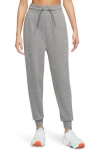 Nike Women's Dri-fit One French Terry High-waisted 7/8 Joggers In Arbon Heather/white