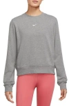Nike Collection Fleece Oversized Crew Neck Sweatshirt In Carbon Heather/white