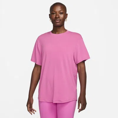 NIKE DRI-FIT ONE TOP WOMEN'S PINK RELAXED FIT SHORT SLEEVE PULLOVER FTS641