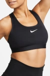 Nike Swoosh Medium Support Bra In Black/white