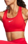 Nike Dri-fit Swoosh Medium Support Padded Sports Bra In University Red/black