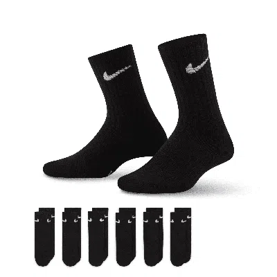 Nike Dri-fit Performance Basics Big Kids' Crew Socks (6 Pairs) In Black
