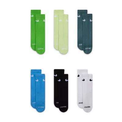 Nike Dri-fit Performance Basics Big Kids' Crew Socks (6 Pairs) In Green