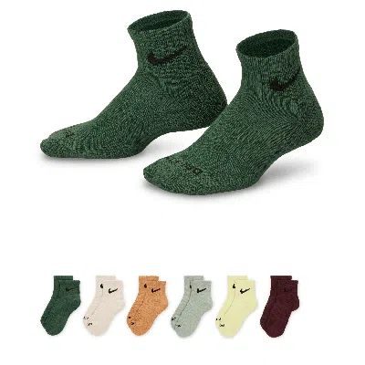 Nike Dri-fit Performance Basics Little Kids' Quarter Socks (6 Pairs) In Green