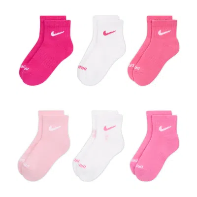 Nike Dri-fit Performance Basics Little Kids' Ankle Socks (6 Pairs) In Pink