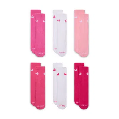 Nike Dri-fit Performance Basics Little Kids' Crew Socks (6 Pairs) In Pink