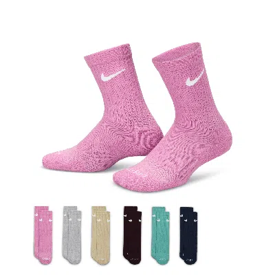 Nike Dri-fit Performance Basics Little Kids' Crew Socks (6 Pairs) In Pink