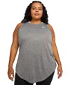 Nike Dri-fit Plus Size Racerback Curved-hem Tank Top In Black,pure,htr,white