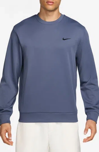 Nike Dri-fit Primary Fleece Uv Crewneck Sweatshirt In Blue