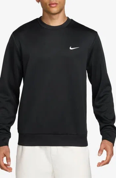 Nike Dri-fit Primary Fleece Uv Crewneck Sweatshirt In Black