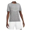 Nike Dri-fit Rise 365 Casual Sports Breathable Round Neck Short Sleeve Gray In Reflective Silver/black