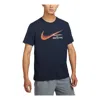 Nike Dri-fit Running T-shirt Asia Sizing 'obsidian' In Blue