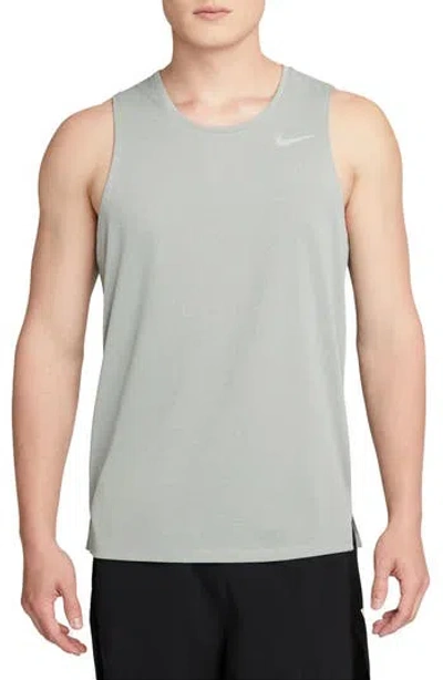 Nike Dri-fit Running Tank In Grey Fog/particle Grey