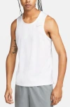 Nike Dri-fit Running Tank In White/reflective Silver