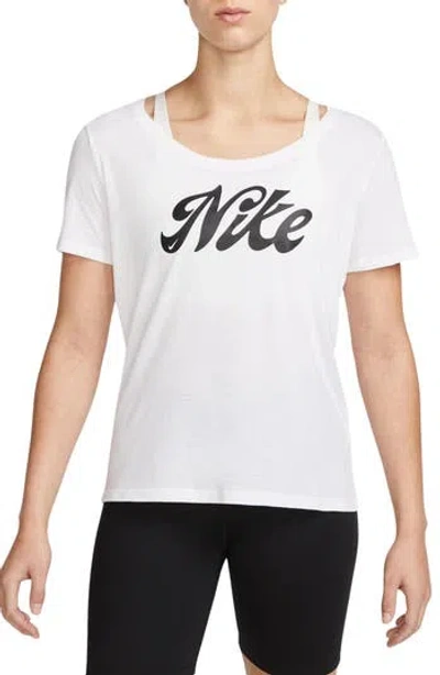 Nike Dri-fit Script T-shirt In 100white/black