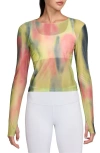 Nike Women's Artist Collection Dri-fit Long-sleeve Sheer Printed Top In Aster Pink/ Black