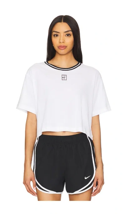 Nike Dri-fit Short Sleeve Cropped T-shirt In White