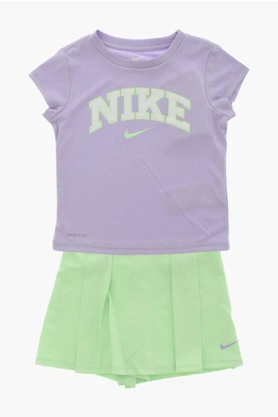 Nike Dri-fit Skort And Crew-neck T-shirt Set In Purple