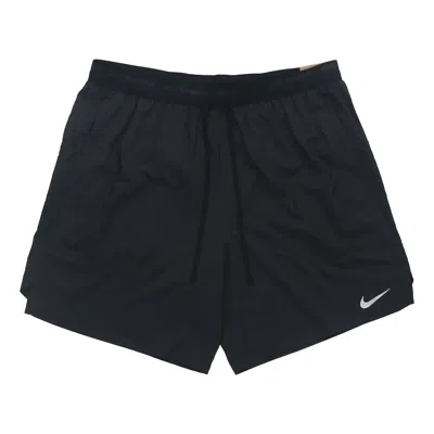 Nike Dri-fit Solid Color Logo Printing Straight Quick Dry Breathable Sports Shorts Black In Black/ Black