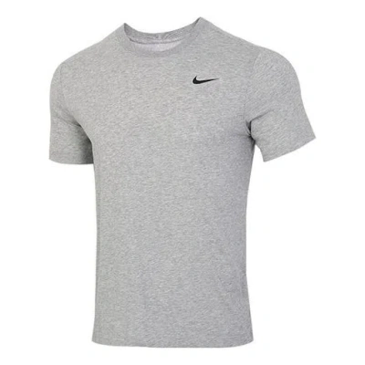 Nike Dri-fit Sports Training Quick Dry Round Neck Short Sleeve Gray
