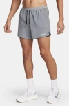 Nike Men's Stride Dri-fit 5" 2-in-1 Running Shorts In Smoke Grey/dark Smoke Grey/black