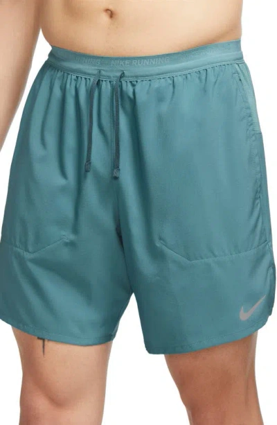 Nike Dri-fit Stride 2-in-1 Running Shorts In Mineral Teal/ Reflective Silv