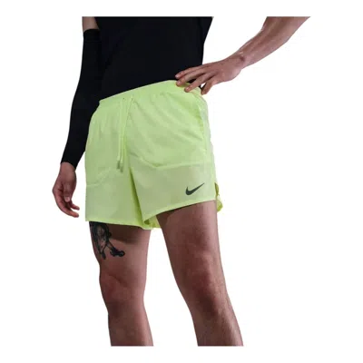 Nike Dri-fit Stride 5"" Hidden Lined Running Shorts 'barely Volt' In Green