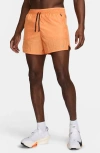 Nike Men's Stride Running Division Dri-fit 5" Brief-lined Running Shorts In Bright Mandarin/ Black