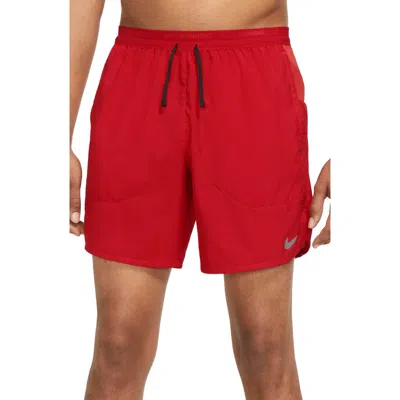 Nike Dri-fit Stride Unlined Running Shorts In Red/black/reflective Silv