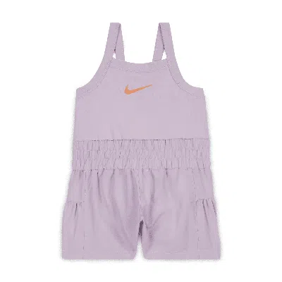 Nike Dri-fit Sunny Swoosh Baby (12-) Runsie Romper In Pink