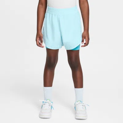 Nike Dri-fit Sunny Swoosh Little Kids' 2-fer Shorts In Blue