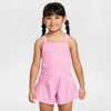 Nike Dri-fit Sunny Swoosh Little Kids' Runsie Romper In Pink