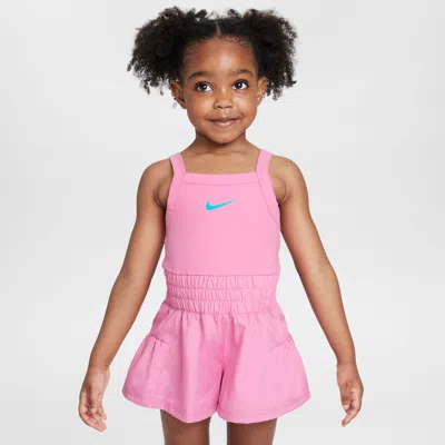 Nike Babies' Dri-fit Sunny Swoosh Toddler Runsie Romper In Pink